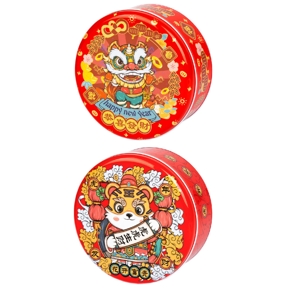 2 Sztuki Ozdobne PudełKa Blaszane Na Cukierki I Ciasteczka Tygrysa-image