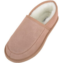 (UK12, Camel) Charlie, Suede Wool Slippers with Lightweight Sole