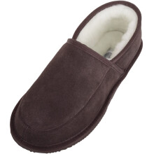 (UK12, Brown) Charlie, Suede Wool Slippers with Lightweight Sole
