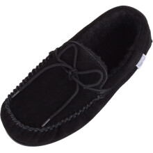 (UK13, Black) Monty, Suede Wool Moccasins with Rubber Sole
