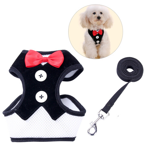 Arnês Para Cachorro Com Gravata E Trela Preto/M 1