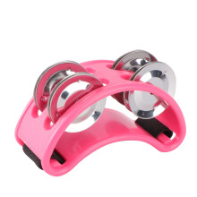 Foot Tambourine Instrument Muzyczny Z Metalowymi Dzwonkami Różowy