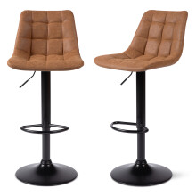 2 Nova Bar Stools Chestnut Brown Faux Leather