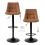 2 Nova Bar Stools Chestnut Brown Faux Leather 4