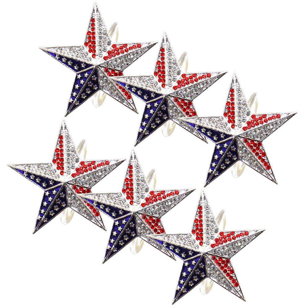 6 Sztuk KołNierzykóW Na Serwetki Gwiazda Zatrzask Dla NiepodległOśCi-image