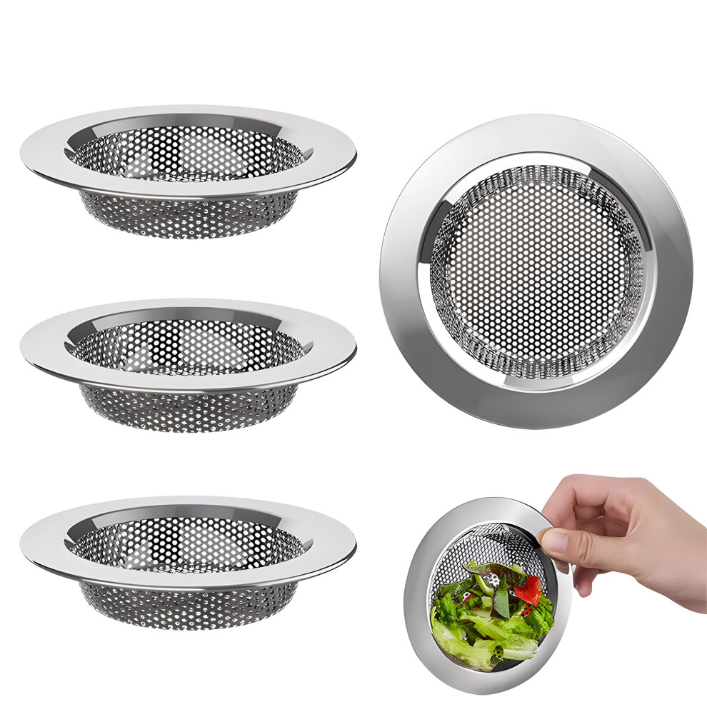 Kitchen Sink Strainer, Stainless Steel, 4-Piece Set External 11.5 Cm Inner 7.5 Cm, Dishwasher Safe Sink Drain Protector 9393856499144