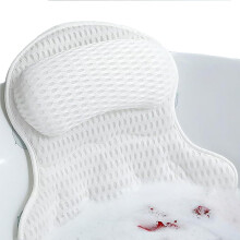 Bath Pillow For Tub 4D Mesh Foam Non-Slip Anti-Slip Suction Cups Fits All Bathtubs And Hot Tubs White