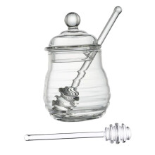 Transparent Glass Honey Jar With Lid And Stirrer, Airtight Storage For Honey And Seasonings, Food-Grade Glass Jar