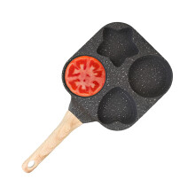 Pan for Eggs 4-Cup Breakfast Pan, Ergonomic Handle Egg Skillet for Indoor Kitchen and RV Omelette Making, Black