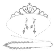 1Set Silver Women’s Wedding Jewelry Set Zinc Alloy Necklace Earrings