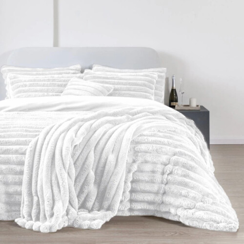 Big Cord Teddy Fleece Warm White Bedding Set Single 2