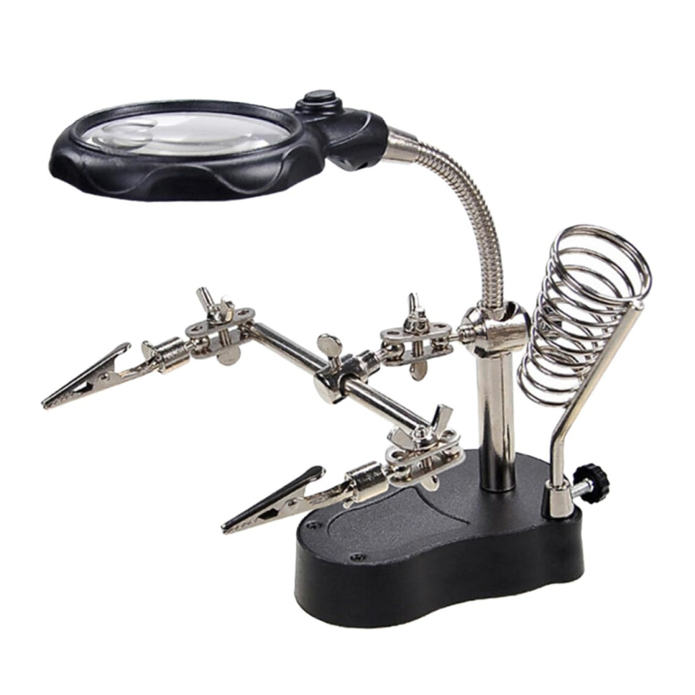 Light Led Magnifying Lamp Clip On Adjustable Desk Magnifier 5X Magnification For Electronics Repair Home And Watch Use Portable
