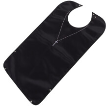 Adult Bib for Elderly Black Waterproof Polyester Washable Home Use