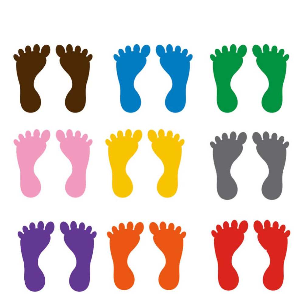 18 Pairs Footprint Floor Decals Colorful Stickers For School Kindergarten Classroom Nursery Size L