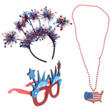 3Stück Patriotische Partyzubehör Für 4. : Brille, Kette, Stirnband