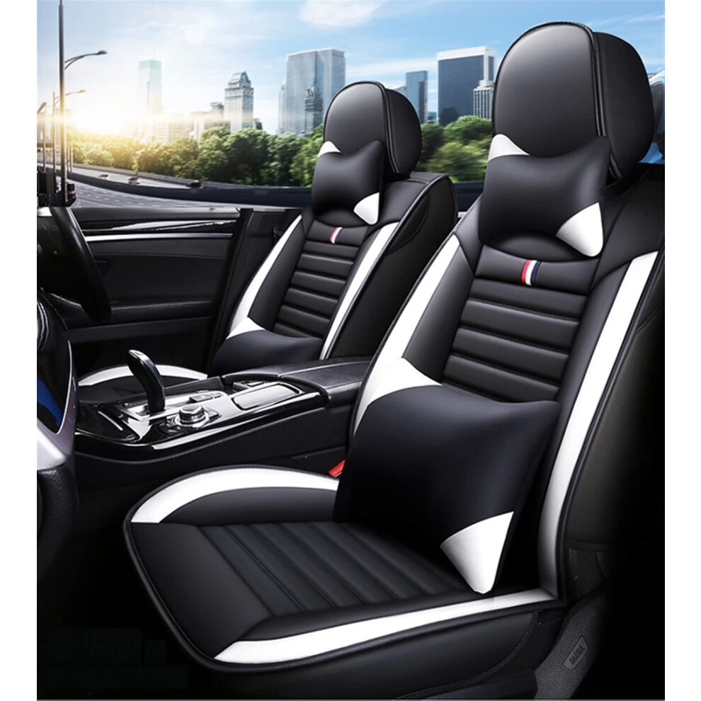 Car Seat Covers For Audi A4 B5 Quattro A4 Avant A4 Es A5 S A5 B8 A6 Front And Rear Breathable 5-Seat Black/White 9084446528473