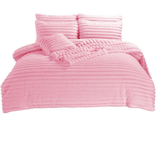Big Cord Teddy Fleece Warm Blush Pink Bedding Set Single