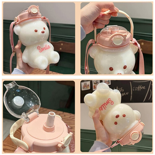 Kawaii-Bären-Strohhalmflasche, tragbare 1