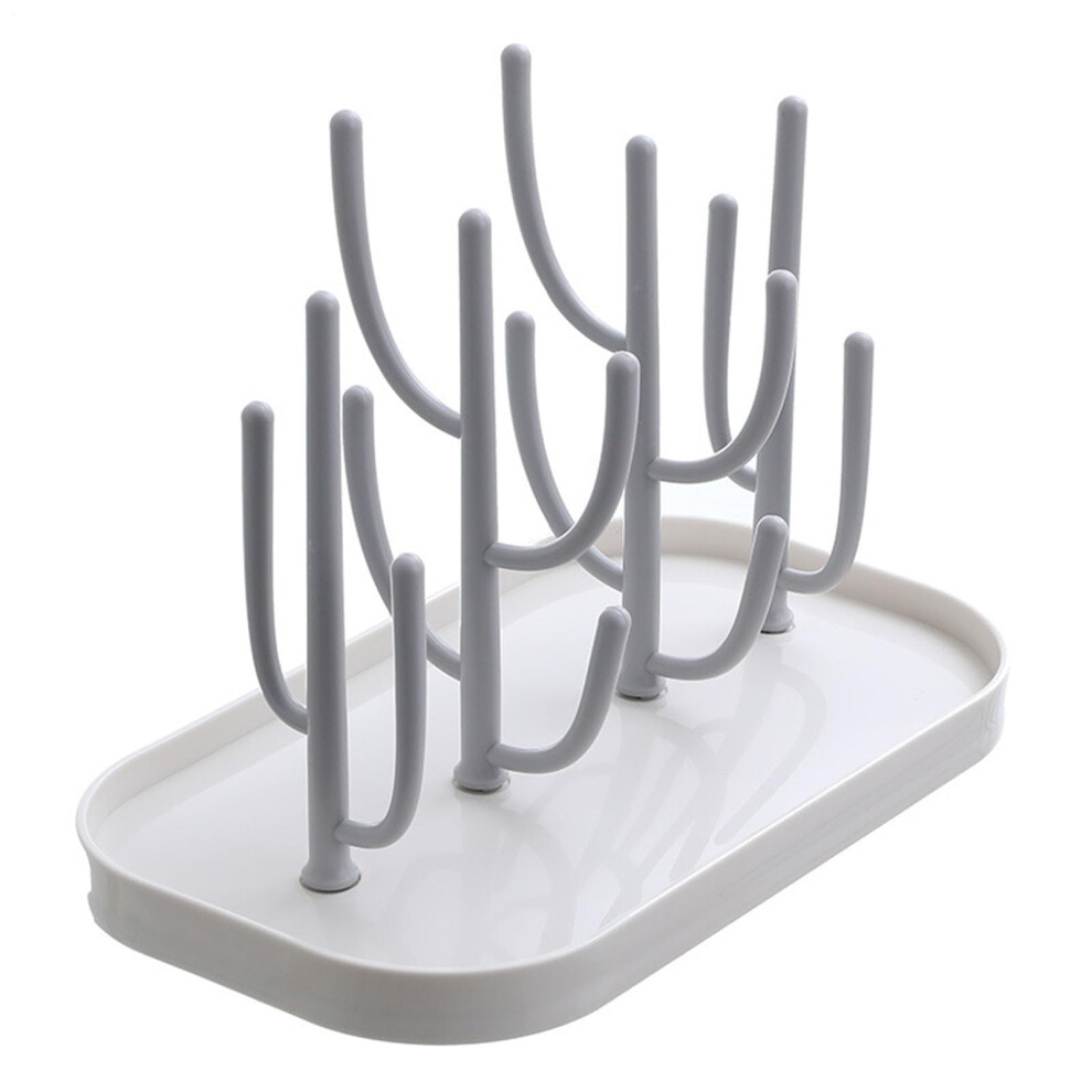 Baby Bottle Drying Rack With Detachable Drip Tray 25.5X14.5x19 Cm Holds Bottles Teats Sippy Cups Beige