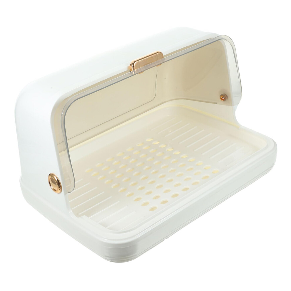 Bottle Drying Rack Clear Lid Water Tray For Nursing Bottles Utensils Medium Countertop Cup Storage White