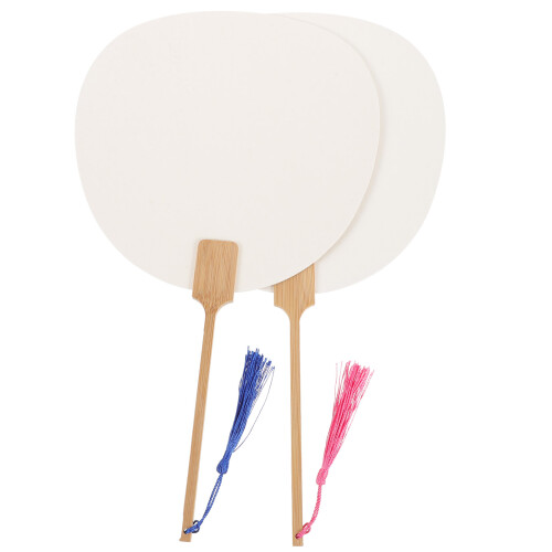 2 Pièces Éventails Non Peints Pour Bricolage Peinture Enfants