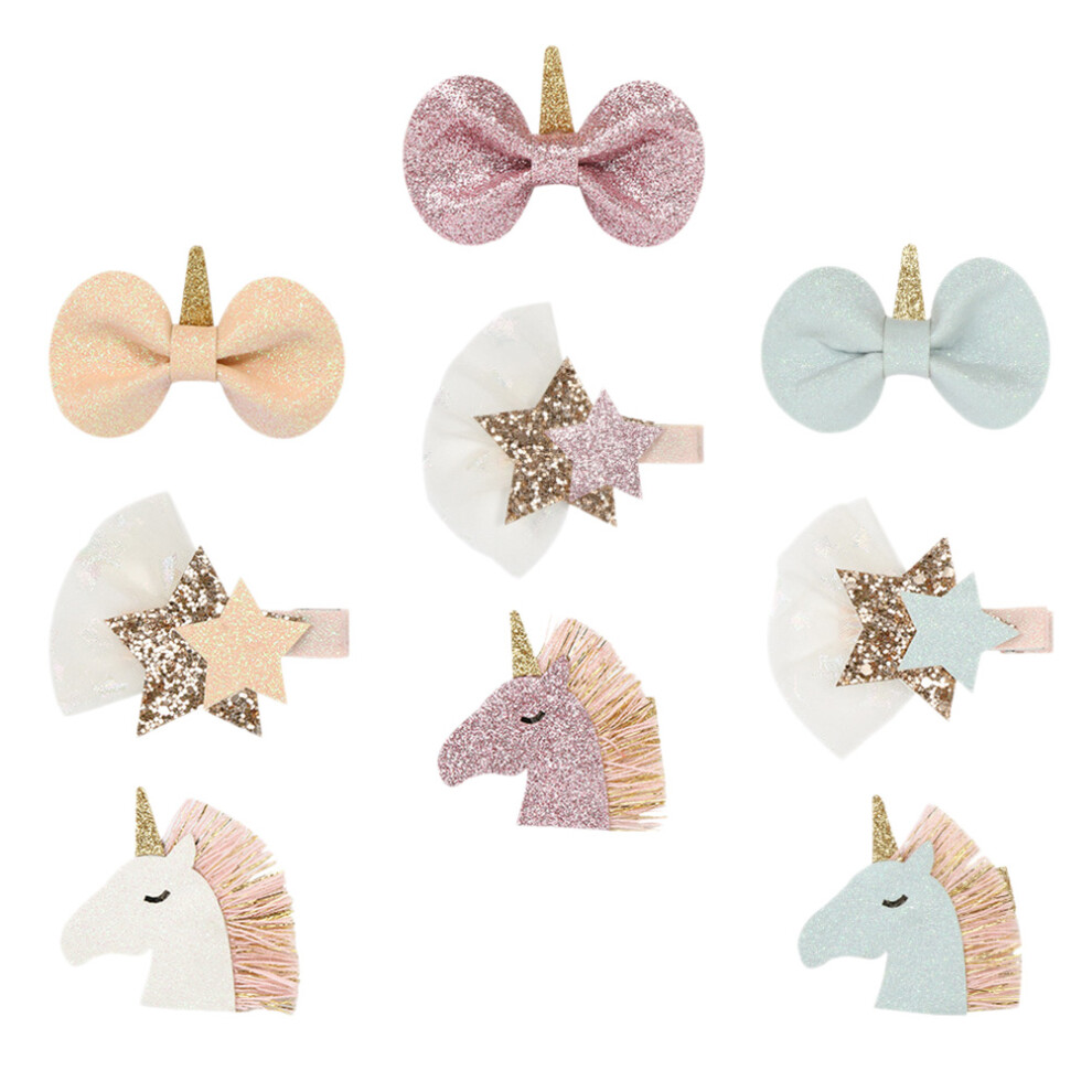 9 Pezzi Fermaglio Per Unicorno Stella-image
