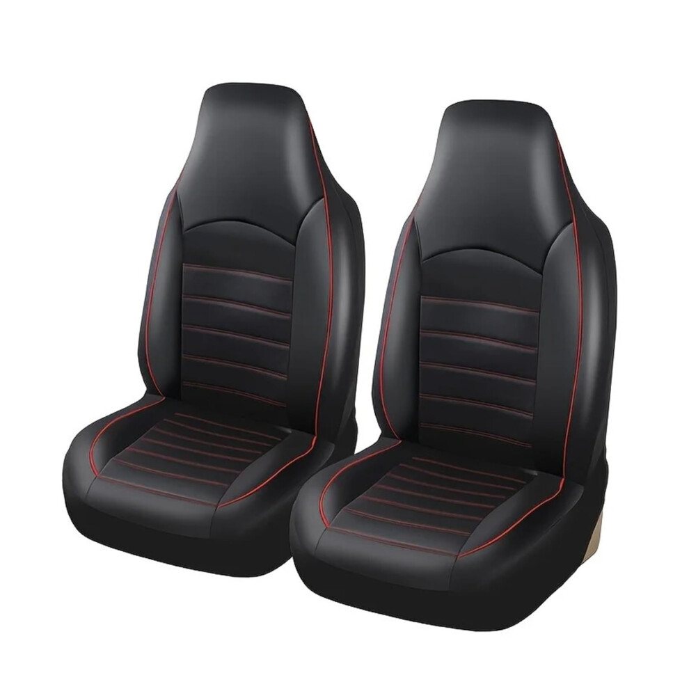 Car Seat Covers Two Front Universal Pu Leather High Back Bucket Seat Covers Set For Most Cars Trucks Suvs Vans Red 9354506438074