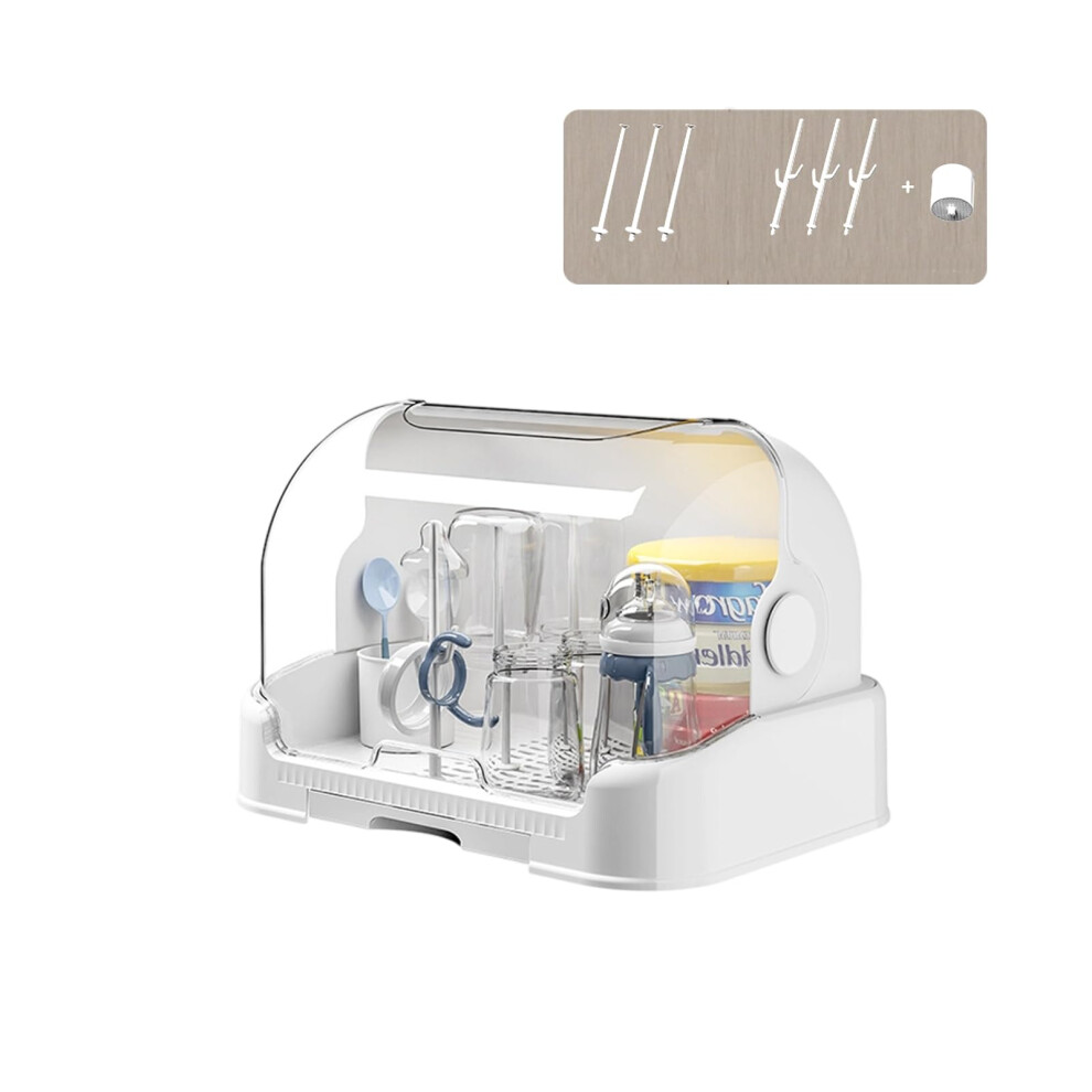 Space Saving Bottle Drying Rack With Drip Tray, Dust Cover, Foldable Organizer For Infant Feeding Accessories
