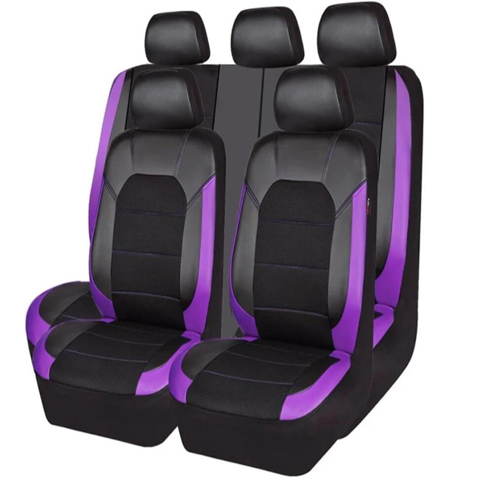 Car Seat Covers For Kia Rio Sportage Cerato K2 K3 K4 K5 Carnival Pu Leather 5 Seat Black/Purple 9084446529081