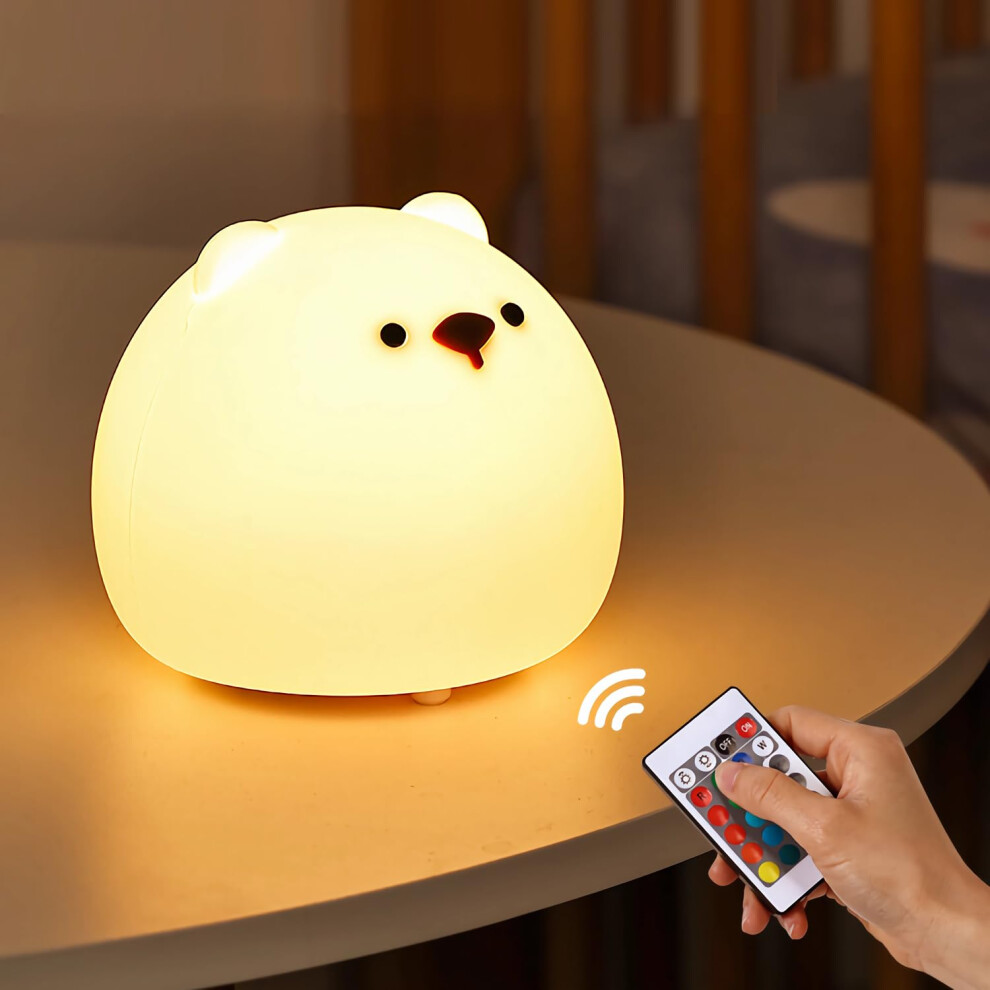 Night Kids Touch Dimmable Bedside Lamp, Rechargeable Silicone Bear Smart Led Night Rgb Color Changing, Nursery Lamp Light