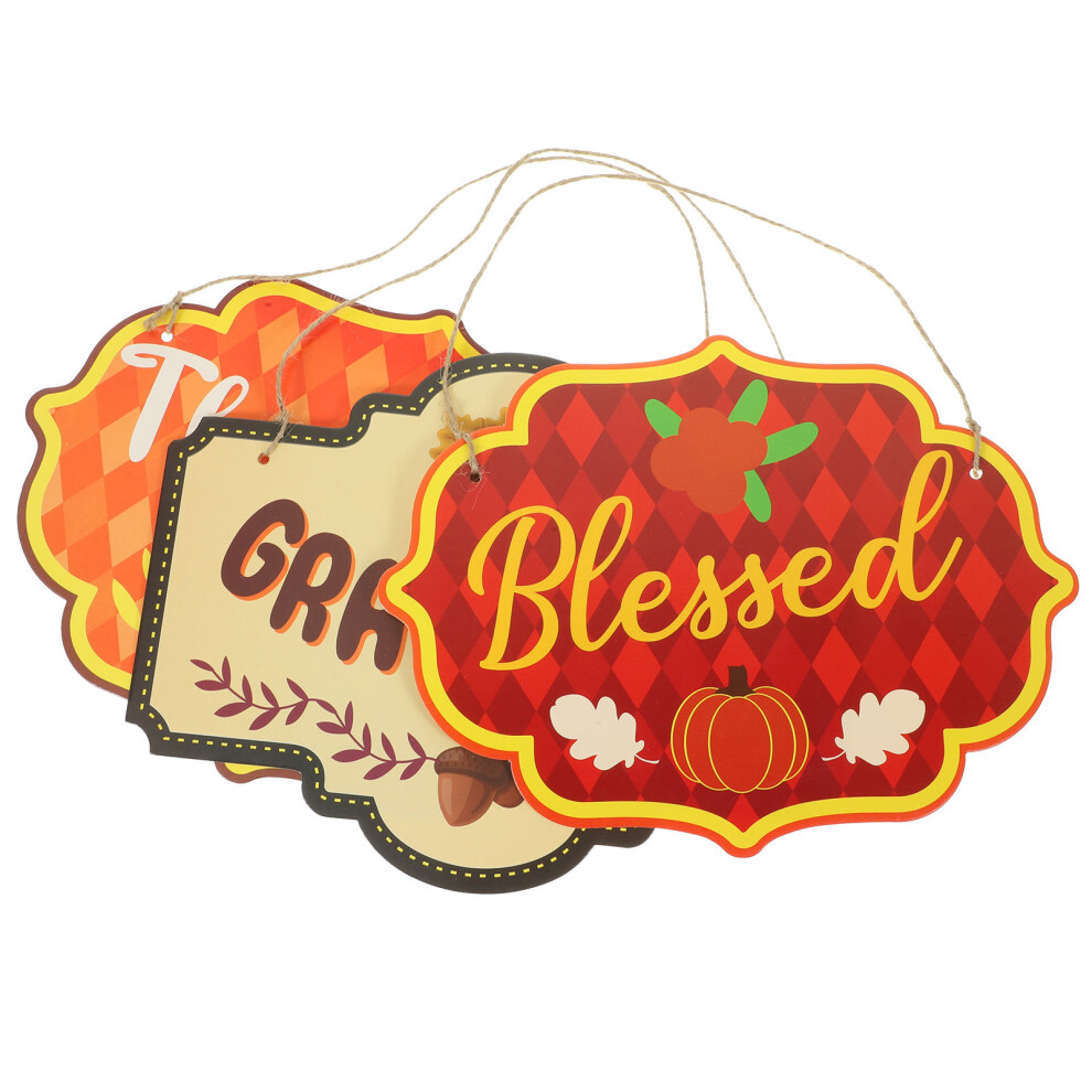 3 Sztuki Dekoracja Na Dzień DzięKczynienia, Tablica Powitalna Do Drzwi-image