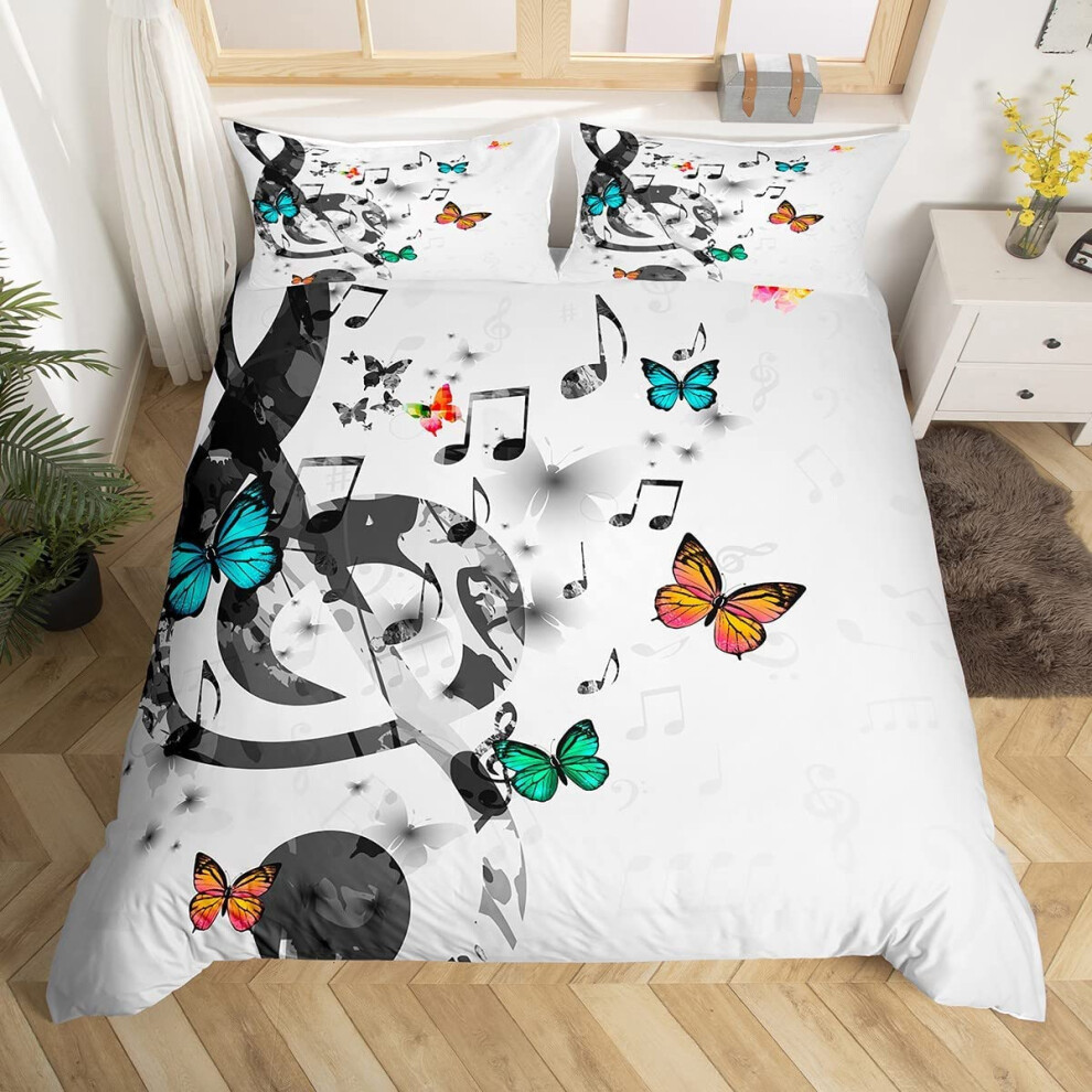 Single Duvet Sets Musical Note Butterfly Kids Twin XL 61x86.6 Duvet Cover With Zipper 2 Pillowcases 19.7x29.5 Microfiber-image-OPC-PMCBVW5-NEW