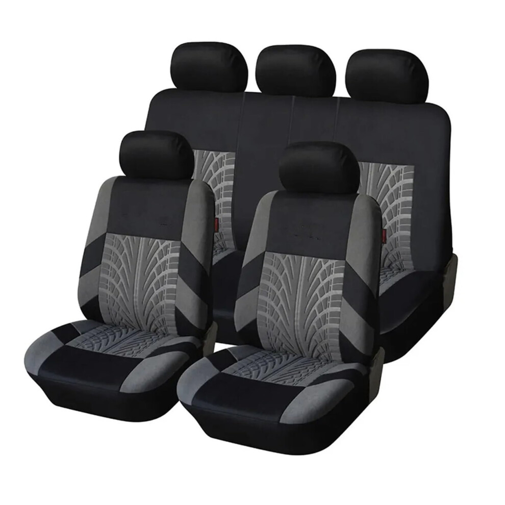 Car Seat Covers Universal Cloth Full Set For Suv Sedan Van Front Seats Split Rear Bench Gray 9084446529166