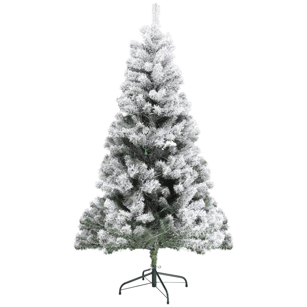 White,Green 6Ft Christmas Tree Velvet Snowy Flocked Bushy Tips