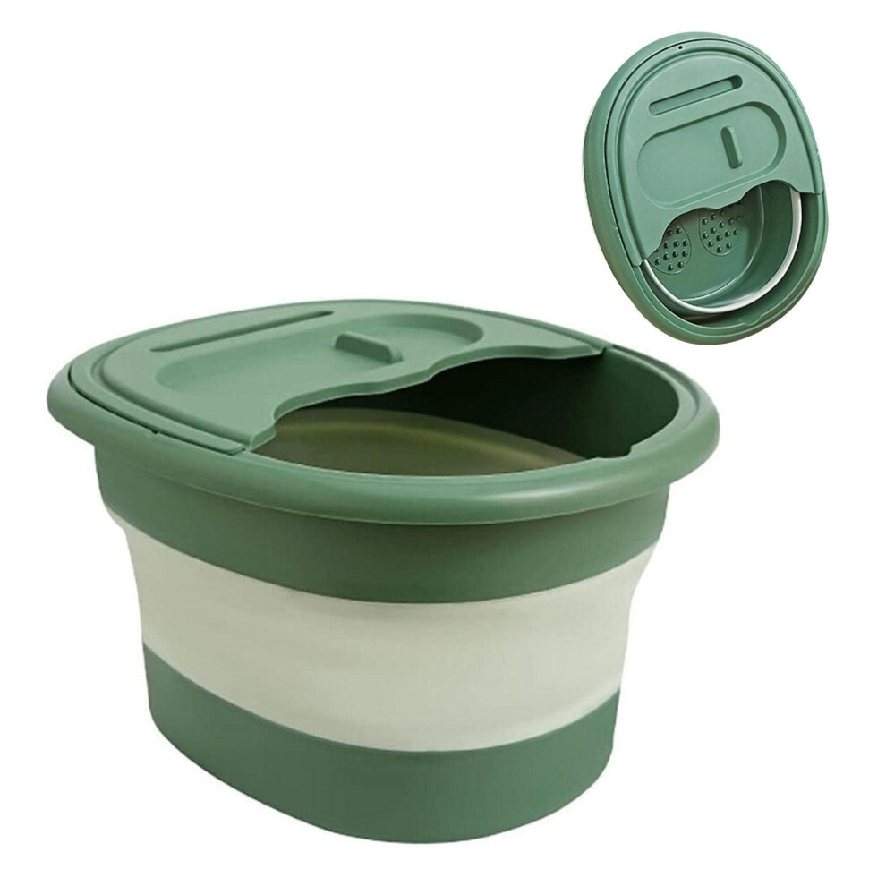 Green Foldable Foot Spa Bath Tub Collapsible Foot Basin With Massage Ball Foot Spa Bucket Portable