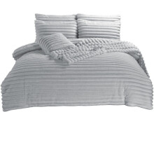 Big Cord Teddy Fleece Warm Silver Grey Bedding Set Double