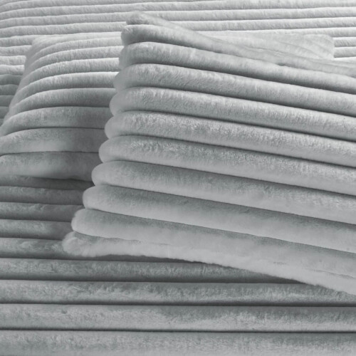 Big Cord Teddy Fleece Warm Silver Grey Bedding Set Double 1