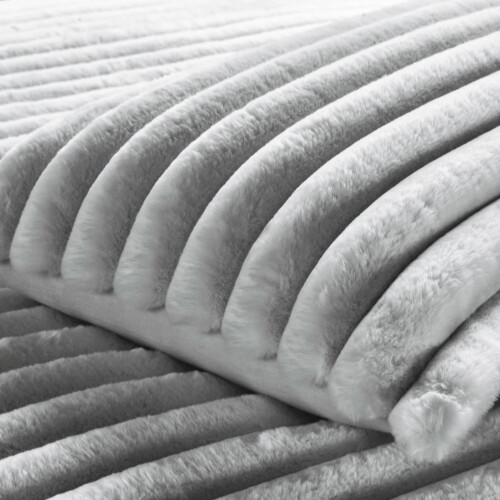 Big Cord Teddy Fleece Warm Silver Grey Bedding Set Double 2