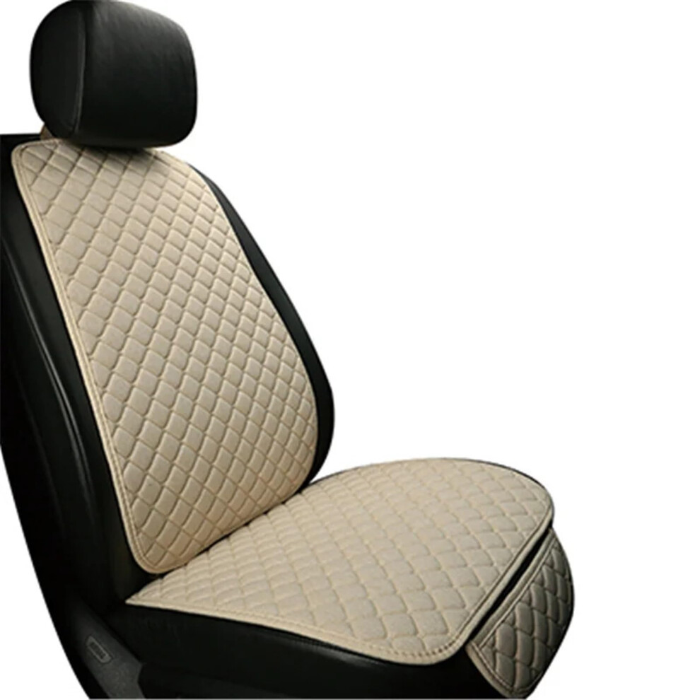 Car Seat Cover Summer Flax Linen Fabric Breathable Universal Fit Waterproof 1 Seat For Car Truck Suv Beige 9084446529654