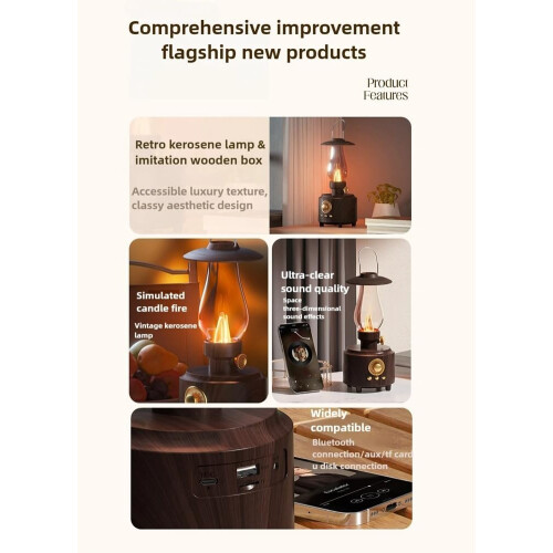 Bluetooth Speaker With Atmosphere Light, TF Card USB AUX Input, Home Music Player 1