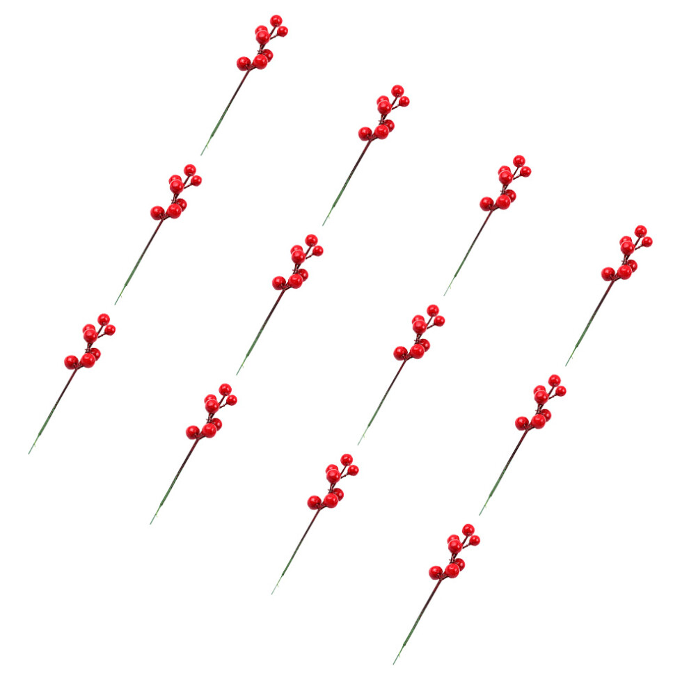 40 Sztuk Sztuczne Jagody Czerwone GałąZki Ozdoba-image