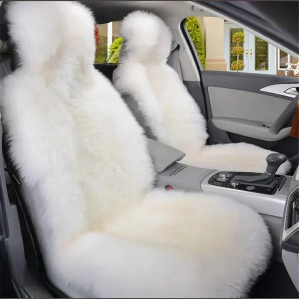 Car Seat Covers One Piece Plush Front Seat Cover Long Wool Fur Protector 1Pc Beige 9016109544599