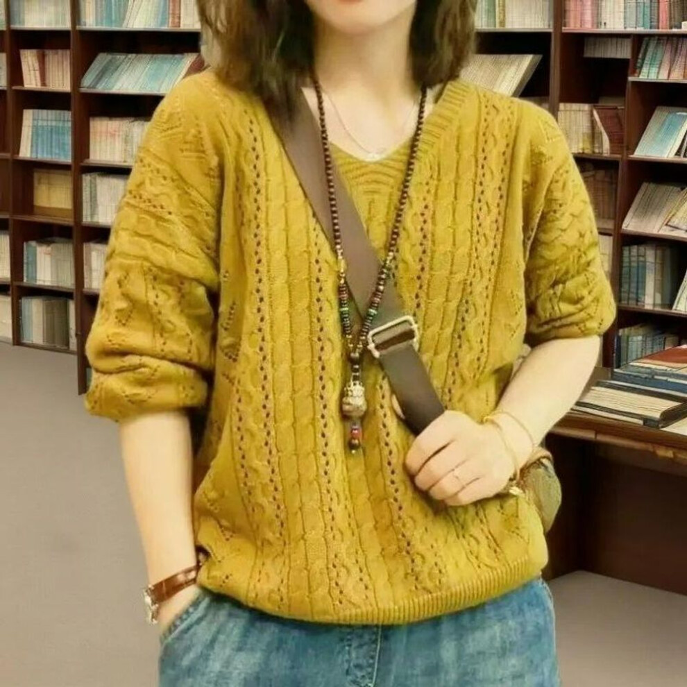 (yellow, XXL) Mint Mambo Men's Spring And Autumn Hollow Sweater Plus Sweater Thin Section-image-OPC-PMCCFFW-NEW