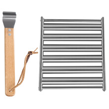 Würstchenrolle Grillrost mit Holzgriff für den Außenbereich