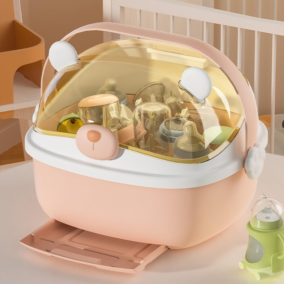 Baby Bottle Drying Rack With Cover, Cherry Blossom Pink, Portable Kitchen Cabinet Organizer, Countertop Dryer