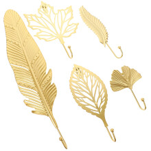 5er-pack blatt-plume-förmige wandhaken für handtücher, hüte, türen