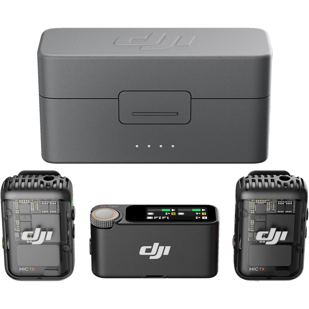 DJI Mic 2 (2 TX + 1 RX + Charging Case)  All-in-one Wireless Microphone  Intelligent Noise Cancelling  32-bit Float Internal Recording  250m (820 ft.)-image-OPC-PFWCCH6-NEW