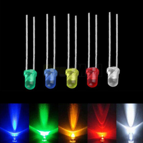 200 Pcs 3mm 5mm Led Light White Yellow Blue Assortment Kit Compatible 1