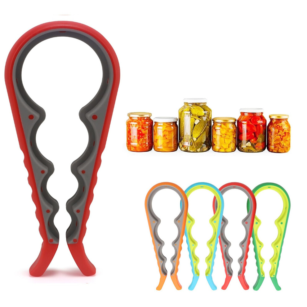Red Jar Opener, Bottle Opener Ring Pull Can Opener For Weak Hands Arthritic Hands, Elderly And Children,