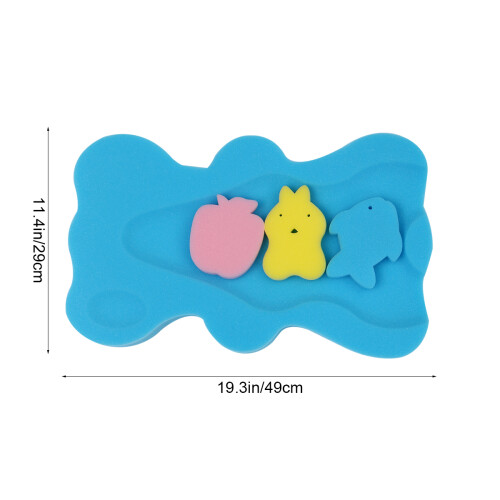 coussin éponge bain bébé antidérapant dessin animé bleu 1